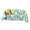 Blue Yellow Geometric Pattern Sofa Towel Single Sofa Cover Polyester Cotton Couch Cover Arm Chair Sofa Slipcover
