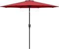 Simple Deluxe 9ft Outdoor Market Table Patio Umbrella with Button Tilt, Crank and 8 Sturdy Ribs for Garden, Red
