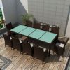 11 Piece Patio Dining Set with Cushions Poly Rattan Brown