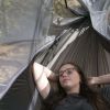 Nylon Mosquito Hammock with Attached Bug Net, 1 Person Dark Gray and Black, Open Size 115" L x 59" W