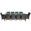 11 Piece Patio Dining Set with Cushions Poly Rattan Brown