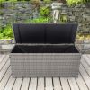 Outdoor Storage Box, 113 Gallon Wicker Patio Deck Boxes with Lid, Outdoor Cushion Storage Container Bin Chest for Kids Toys, Pillows, Towel Grey