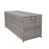 Outdoor Storage Box, 113 Gallon Wicker Patio Deck Boxes with Lid, Outdoor Cushion Storage Container Bin Chest for Kids Toys, Pillows, Towel Grey