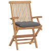 Patio Chairs with Gray Cushions 4 pcs Solid Teak Wood