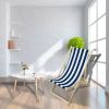 populus wood sling chair blue Stripe Broad blue Stripe (color: Dark blue) folding chaise lounge chair