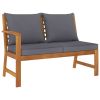 5 Piece Patio Lounge Set with Cushion Solid Acacia Wood