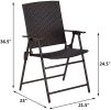 Rattan Folding Outdoor Patio Dining Chairs with Armrest Foldable Wicker Chairs Set of Two