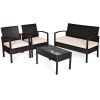 4 Pieces Patio Furniture Sets Rattan Chair Wicker Set Outdoor Bistro