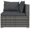 3-Seater Sofa with Cushions Gray Poly Rattan