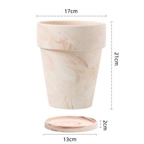 Gradient Macchiato Red And White Pottery Natural Pot Vegetarian Burning Breathable And Absorbent Large Type Green Plants Meaty (Option: C sytle 17cm-With pallet)