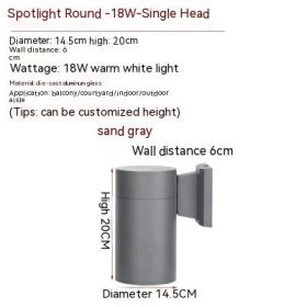 Waterproof Up And Down Spotlight (Option: Warm Light-Black Double Headed 23W)