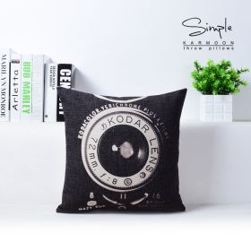 Black And White Simple Industrial Style Cotton And Linen Cushion Case (Option: A-43x43cm Pillowcase)