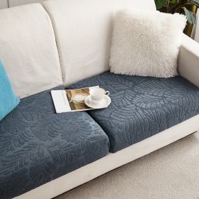Knitted Elastic Sofa Cover Cushion All-season Universal (Option: Metal grey large leaves-Plus XL)