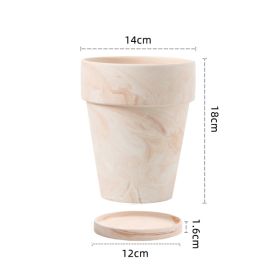Gradient Macchiato Red And White Pottery Natural Pot Vegetarian Burning Breathable And Absorbent Large Type Green Plants Meaty (Option: C sytle 14cm-With pallet)