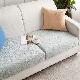 Knitted Elastic Sofa Cover Cushion All-season Universal (Option: Light grey large leaves-Plus XL)