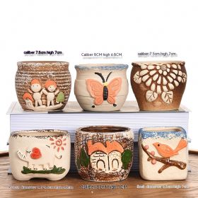 Succulent Flower Pot Ceramic Stoneware Simple Small Pot Plant (Option: A649A Happy Flower Pot-Small And Medium)