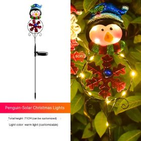 Solar Christmas Led Snowman Elk Ground Plug Light (Option: Penguin)