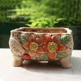 Creative Personality Green Plant Pot Handmade Desktop Breathable Combination Small Ceramic Flower Pot (Option: HC A05)