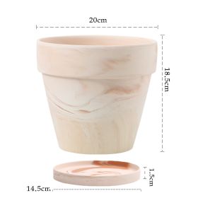 Gradient Macchiato Red And White Pottery Natural Pot Vegetarian Burning Breathable And Absorbent Large Type Green Plants Meaty (Option: A sytle 20cm-With pallet)