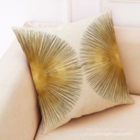 Golden Leaves Cotton And Linen Cushion Case Back Seat Office Siesta Pillow (Option: D Style-45 × 45 Polyester Linen)