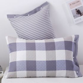 Three-layer Gauze Cotton Pillowcase European Style (Option: Plaid Light Purple-52x75cm)
