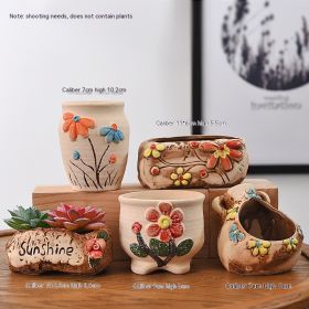Succulent Flower Pot Ceramic Stoneware Simple Small Pot Plant (Option: Exquisite Flowerpot-Small And Medium)