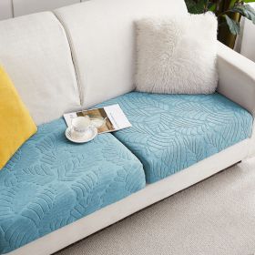 Knitted Elastic Sofa Cover Cushion All-season Universal (Option: Sea blue-Plus XL)