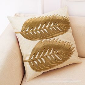 Golden Leaves Cotton And Linen Cushion Case Back Seat Office Siesta Pillow (Option: C Style-45 × 45 Super Soft Velvet)