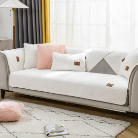 Sofa Cushion Thickness Winter Lambskin Thickened Fleece Cushion (Option: White-70X70CM)