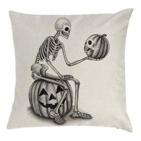 Halloween Pillow Cover Skull Pumpkin Home Sofa And Bedside Waist Cushion Cover (Option: 45x45cm-2style)