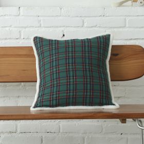 Polyester-cotton Canvas Christmas Green Plaid Pillow Cover (Option: Burr Green Grid 4545-30x35cm Or 45x45cm)