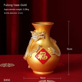 Dragon Year Festive Cute Resin Dragon Decoration (Option: Golden Lucky Bag Vase)