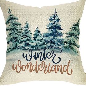 Winter Series Throw Pillow Cover Linen (Option: W022726-45x45cm)