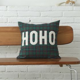 Polyester-cotton Canvas Christmas Green Plaid Pillow Cover (Option: HOHO Green Grid 4545-30x35cm Or 45x45cm)