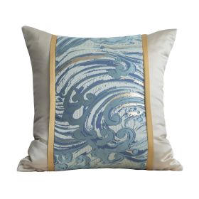 Blue Satin Jacquard Patchwork Pillowcase (Option: Blue-45x45cm Pillowcase)