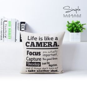 Black And White Simple Industrial Style Cotton And Linen Cushion Case (Option: C-43x43cm Pillowcase)