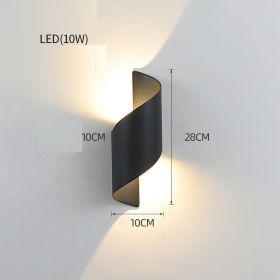 Waterproof Balcony Led Super Bright Corridor Stairs Simple Induction Wall Lamp (Option: Black-White light-10W)