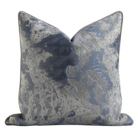 Chinese Ink Painting Cushion Pillow Blue Gray Jacquard Pillowcase (Option: Royal Blue Silver-Pillowcase-30x50cm)