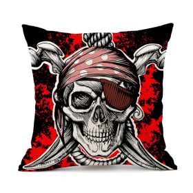 Halloween Personalized Retro Skull Linen Print Throw Pillow Cushion Cover (Option: 8 Style-45x45cm)