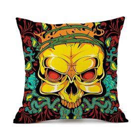 Halloween Personalized Retro Skull Linen Print Throw Pillow Cushion Cover (Option: 2 Style-45x45cm)