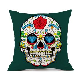 Halloween Personalized Retro Skull Linen Print Throw Pillow Cushion Cover (Option: 9 Style-45x45cm)