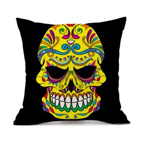 Halloween Personalized Retro Skull Linen Print Throw Pillow Cushion Cover (Option: 11 Style-45x45cm)