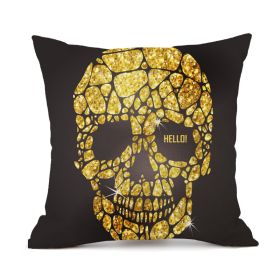 Halloween Personalized Retro Skull Linen Print Throw Pillow Cushion Cover (Option: 1 Style-45x45cm)
