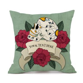 Halloween Personalized Retro Skull Linen Print Throw Pillow Cushion Cover (Option: 7 Style-45x45cm)