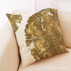 Golden Leaves Cotton And Linen Cushion Case Back Seat Office Siesta Pillow (Option: Style A-45 × 45 Encrypted Linen)