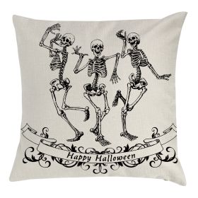 Halloween Pillow Cover Skull Pumpkin Home Sofa And Bedside Waist Cushion Cover (Option: 45x45cm-4style)
