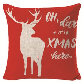 Christmas Elk Printing Linen Pillow Cover (Option: Style 6-45x45cm)