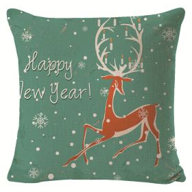 Christmas Elk Printing Linen Pillow Cover (Option: Style 9-45x45cm)