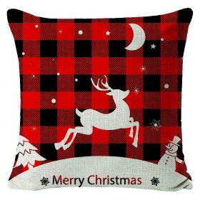 Christmas Elk Printing Linen Pillow Cover (Option: Style 3-45x45cm)