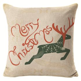 Christmas Elk Printing Linen Pillow Cover (Option: Style 7-45x45cm)